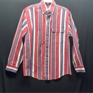 Vintage  Retro Viral Western Men's Striped Red Shirt